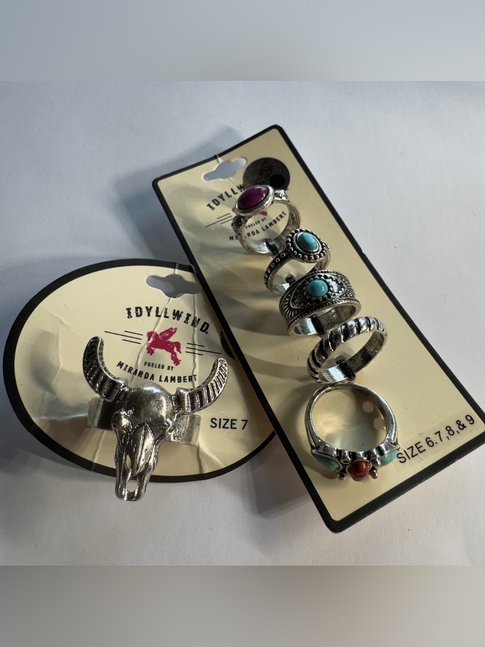 Idyllwind Silver Southwestern Ring Set with Turquoise and Pink Accents